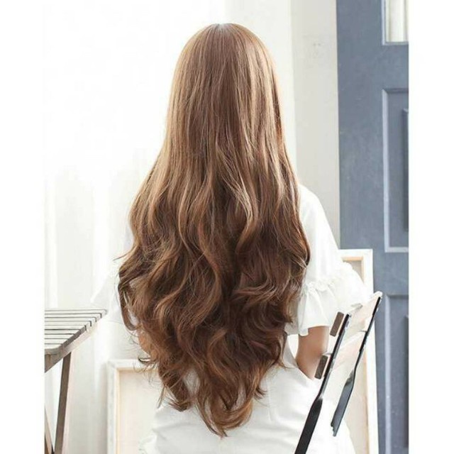 Wig Rambut Gelombang Panjang Wavy Keriting Wik Warna Wiq Hairclip Hair Clip Wanita Korea