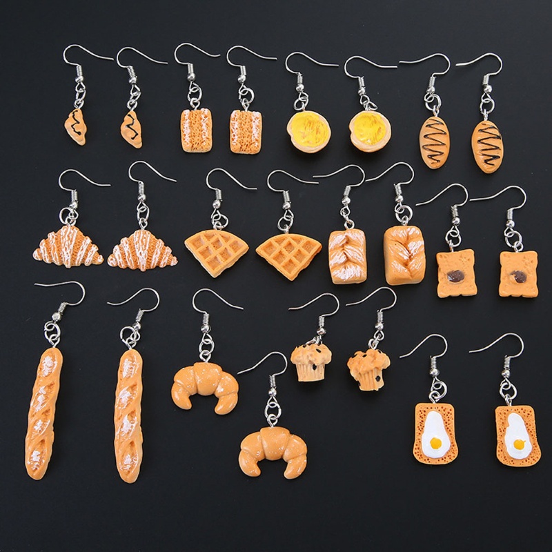 SIY  12Pair Simulation Food Croissant French Bread Toast Dangle Drop Earrings Kit  Cute Unique Baguettes Earrings Set Jewelry