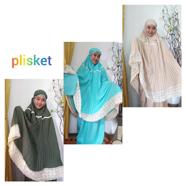MUKENA PLISKET DEWASA KATUN RAJUT RENDA CANTIK MODEL TERBARU 2020
