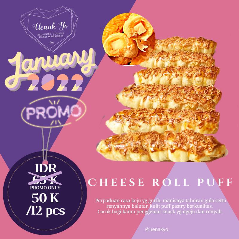 

Uenakyo Cheese/Choco Roll Puff Terenak isi 12 pcs mirip kartikasari HOMEMADE