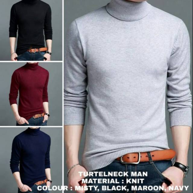 Best Produk Baju Rajut Leher Tinggi Turtle Neck Cowok Shopee Indonesia