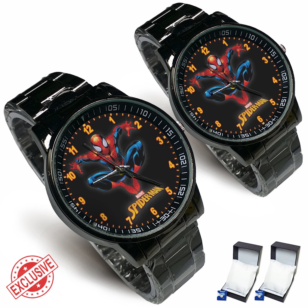 (Exclusive) Jam Tangan SPIDER-MAN Motif 2 Rante Couple / Satuan