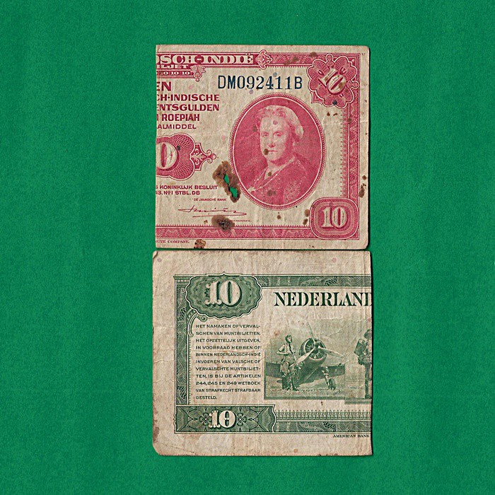 UK275 UANG KUNO INDONESIA ASLI 10 GULDEN/RUPIAH TAHUN 1943 SERI NICA KOLEKSI UANG LAMA BELANDA