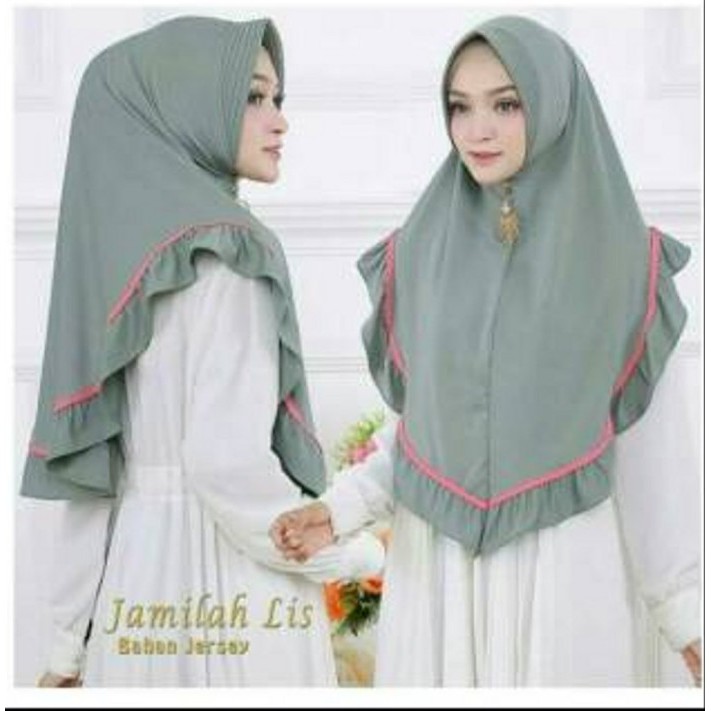 Bergo jamilah List Rempel /Jilbab List Bahan Jersey Super