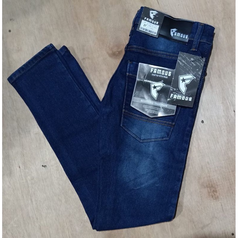 Jeans Slim Fit panjang pria Biru dongker