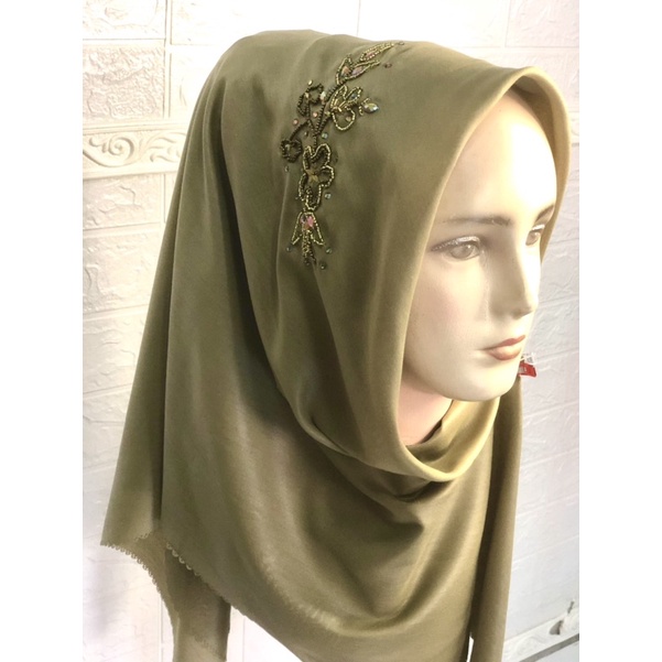 Hijab Payet Kepala Voal Sulam Tambour Beading
