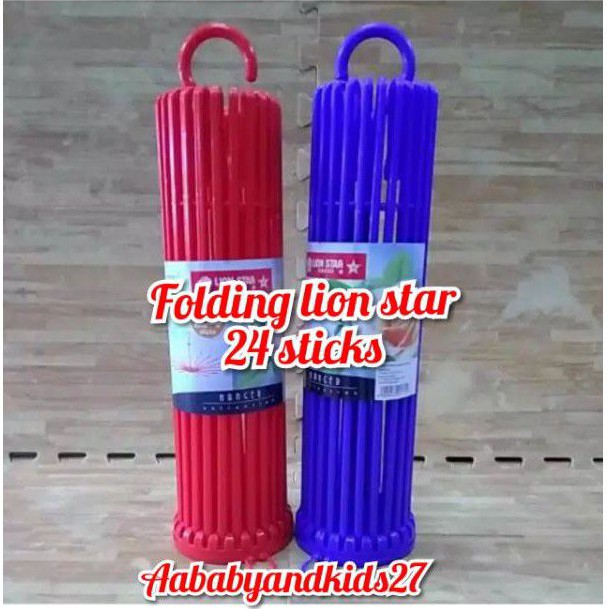 Folding Lion Star 24 Sticks-Hanger Bulat 24 Stik-Jemuran Baju Bayi Lion Star Anti Patah