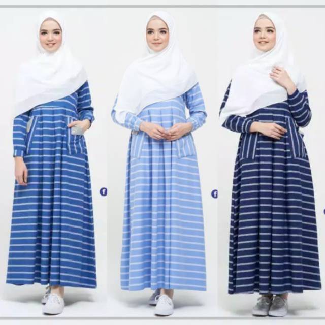 Gamis denim motif garis deasy dress by urfimutiyaro