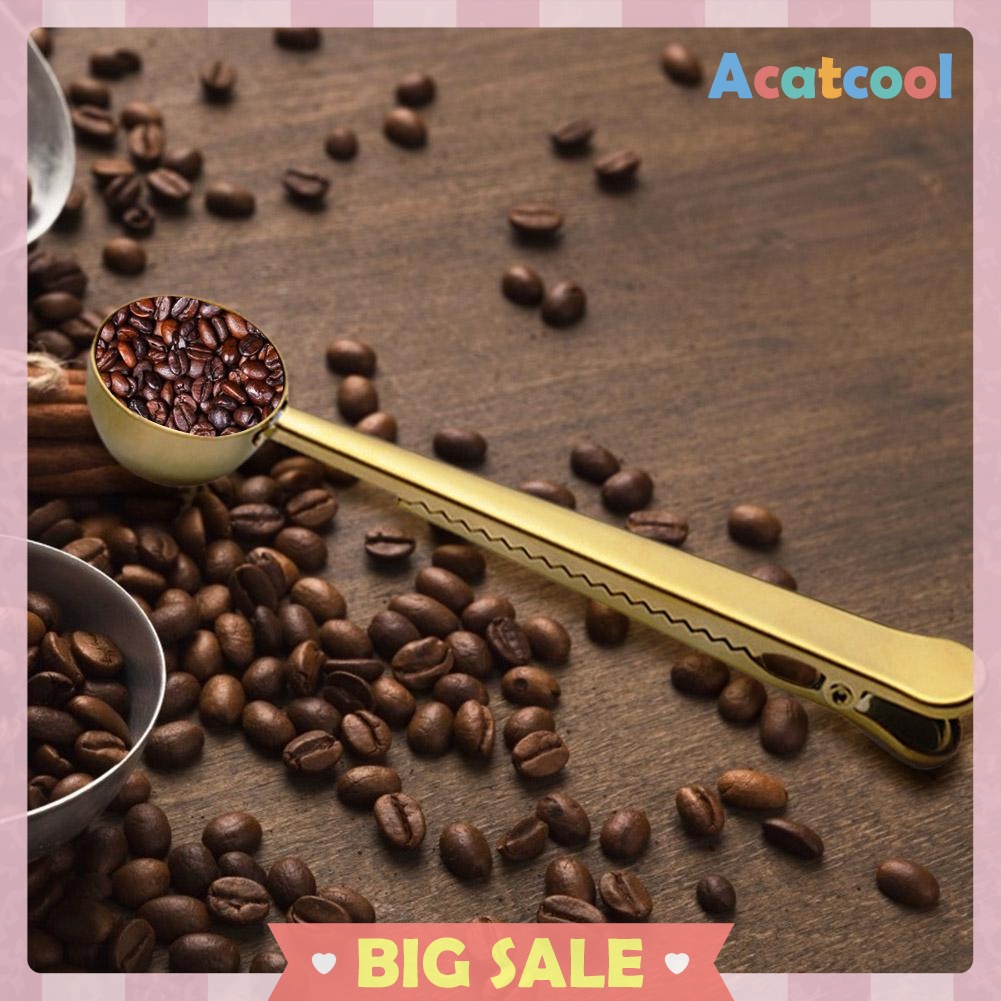 Tea Coffee Measuring Cup Scoop with Portable Bag Seal Clip Kitchen Supplies
