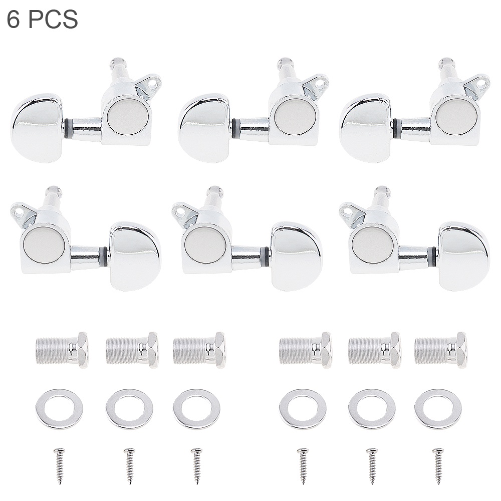 6pcs Tuning Pegs Kepala Semi Lingkaran Warna Silver Untuk Gitar Akustik 40 / 41 Inch