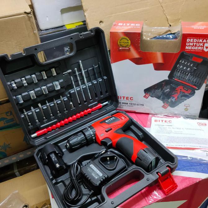 Mesin bor baterai BITEC CSR 12-2 LI-RSY 12 V Cordless impact drill 12V