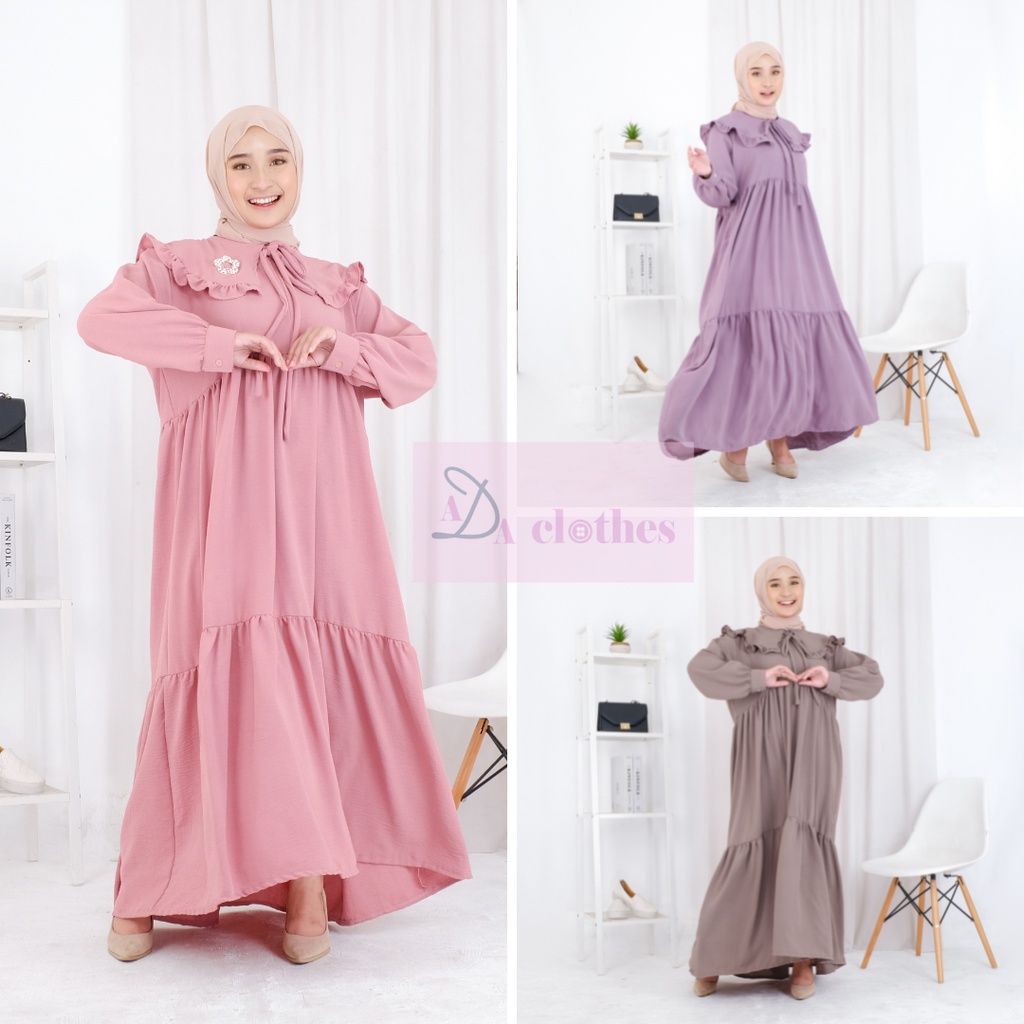 Dress wanita, maxi dress Crinkle airflow, syala Dress