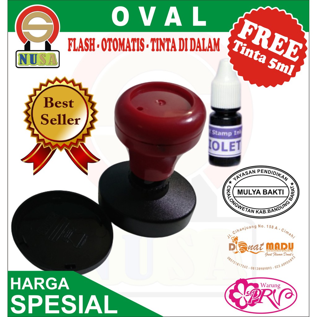 

Stempel Flash/Otomatis Oval *BONUS Tinta*