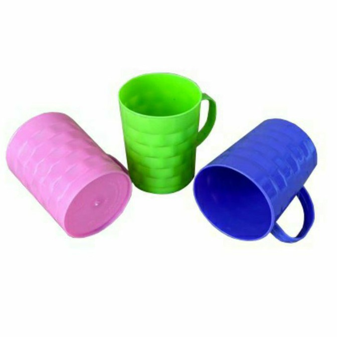 6 Pcs Gelas minum plastik warna motif tikar lipat