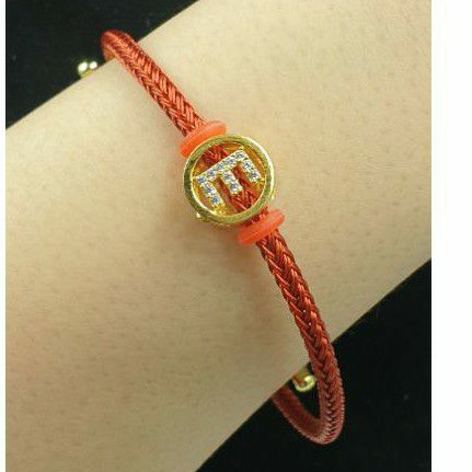 gelang tali with liontin 2 in 1 huruf E simple mewah elegant P70