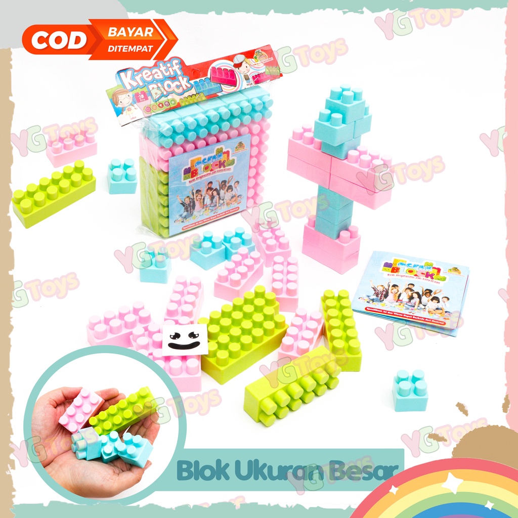 YGtoys Mainan Anak DIY Building Block Balok Susun Besar Mainan Edukasi Puzzle Blok isi 28Pcs