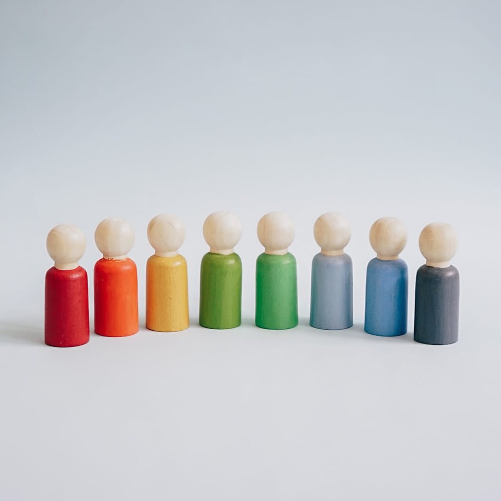 Wooden Toy Pegdolls Set of 8 Male Female - mainan pegdolls kayu Letterinpine Letter In Pine Toys