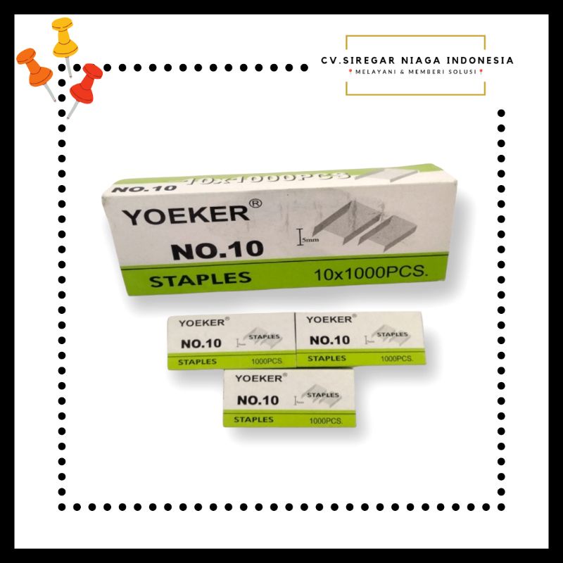 

Refill / Isi Staples / Stapler / Steples Tembak Yoeker No 10 Ukuran Kecil ORI Murah Berkualitas