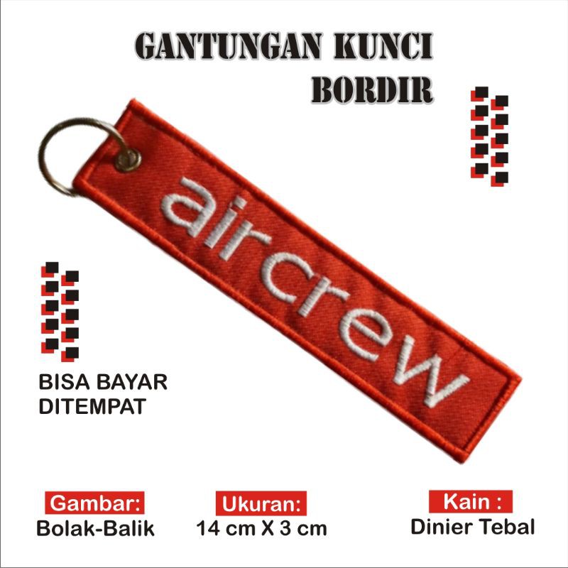 Gantungan Kunci Mobil Motor Rumah Tas Keychain Keytags Bordir air crew