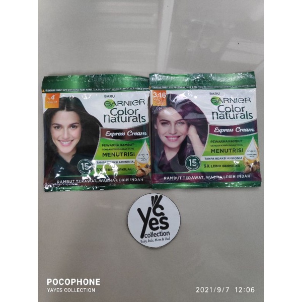 Garnier Color Naturals Pewarna Rambut Cat Semir ShampooColor Men Girl Coklat Hitam Plum Red Burgundy