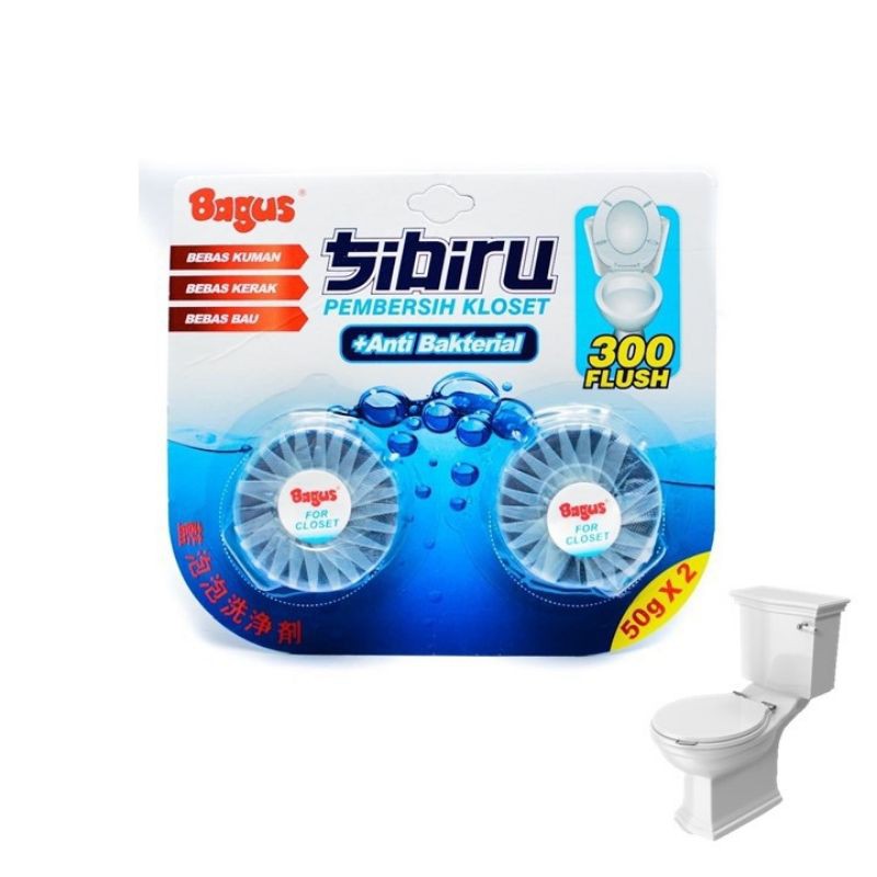 Bagus SiBiru isi 2 50gr Pembersih Closet Anti Bakteri Penyegar kloset 50 gr Biru Original