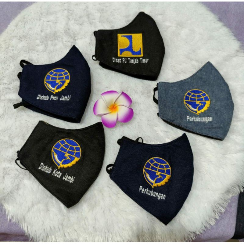 Masker jeans custom bordir dishub PU BKD Pemda