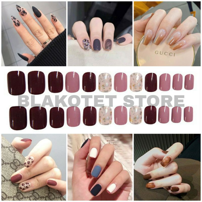 Fake Nails Art / Kuku Palsu 24 pcs (R141-R160) FREE LEM CAIR 2gr