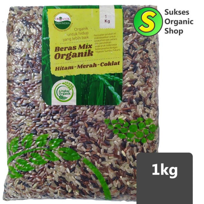 

540ffiepp Beras Mix (Hitam-Merah-Coklat) Organik Vakum | Lingkar Organik | 1Kg 244Q40112