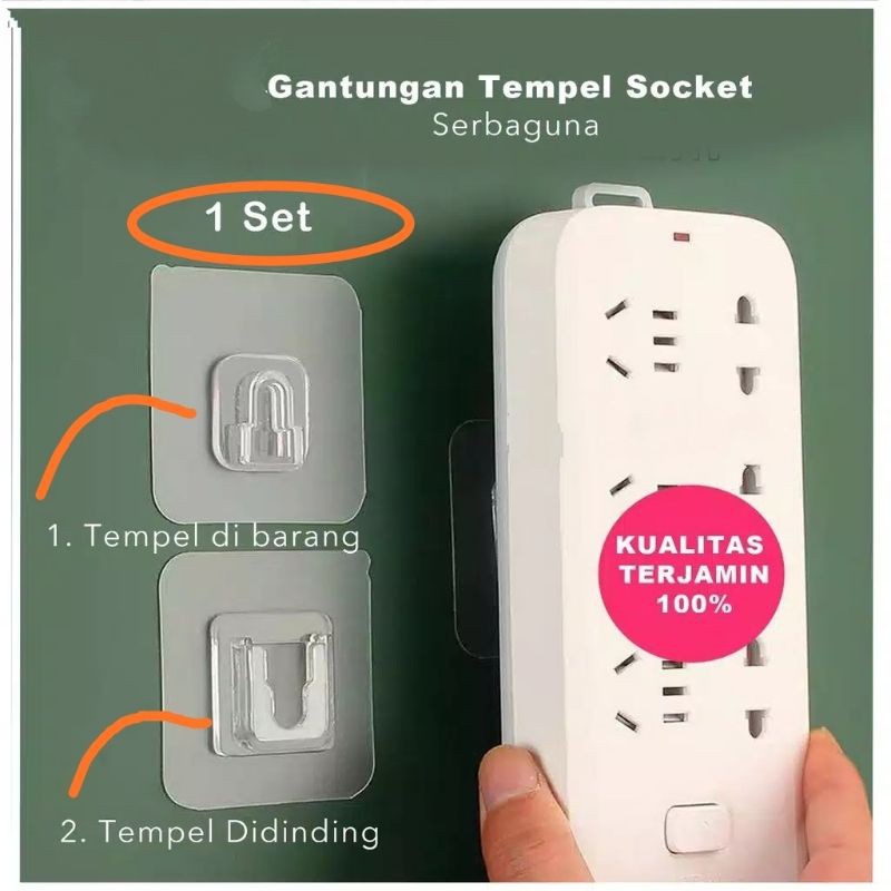 Gantungan Tempel Sepasang Socket Hook Gantung Plus Minus Kualitas Premium