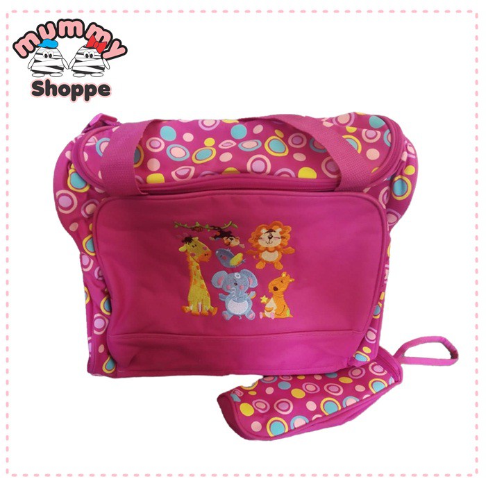 Tas perlengkapan anak bayi / diaper bag Polkadot Animal Fuschia