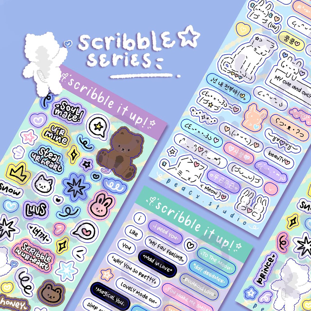 

scribble it up! series sticker sheet by peacx.studio