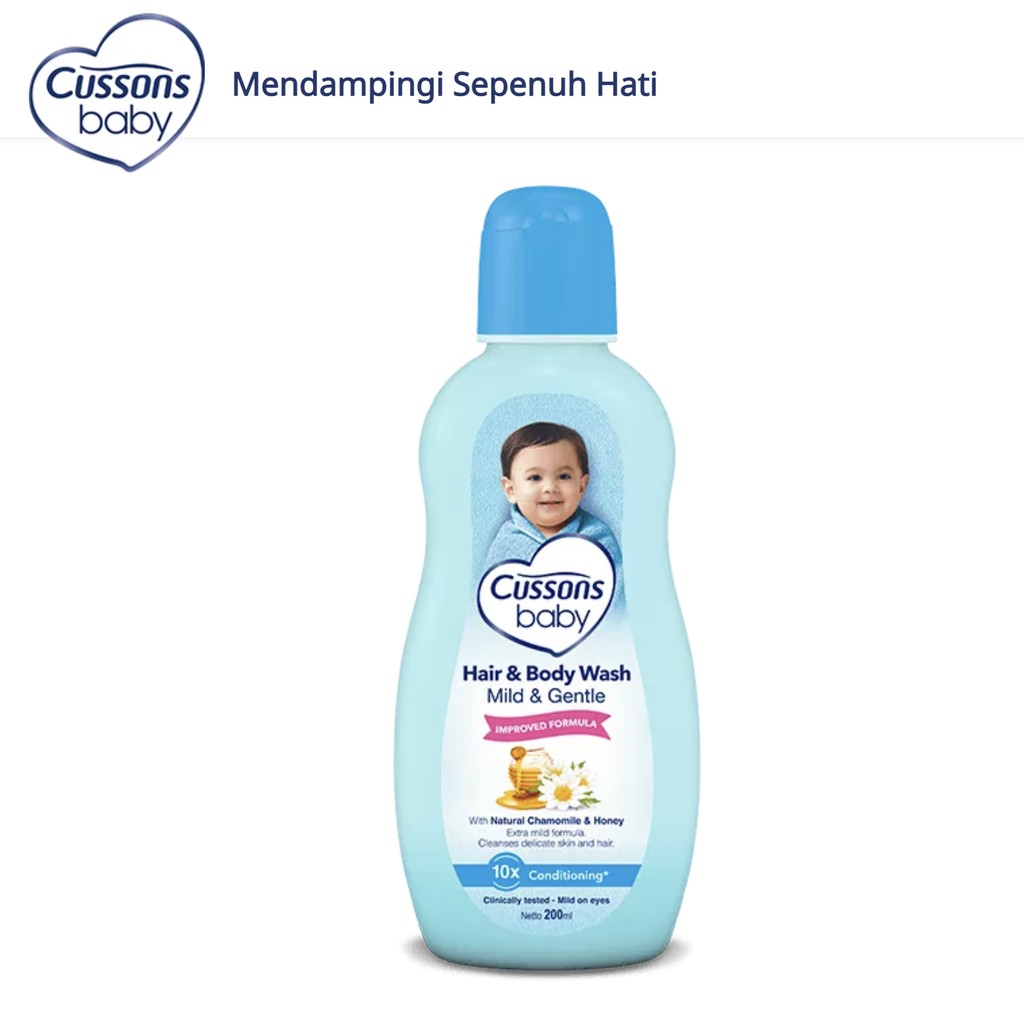 Hair Body Wash CUSSONS Baby 100 ml + 100 ml Mild Formula shampo &amp; Sabun Bayi cusons cusson