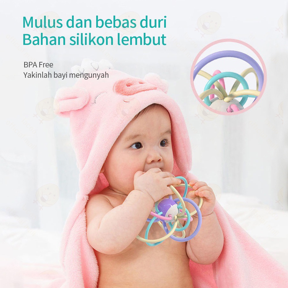 Mainan Gigitan bayi Manhattan bola Rattle teether bayi lembut BPA free