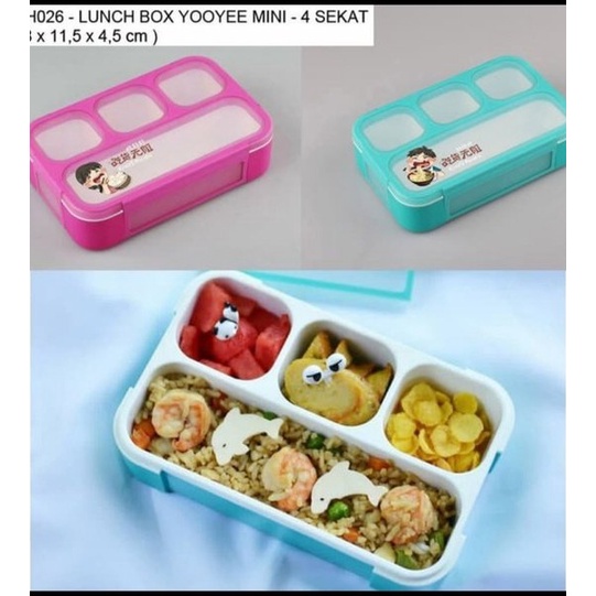 YOOYEE MINI SEKAT 3/ LUNCH BOX SEKAT 3 mini / Yooye Yoyee Mini Yooyee 606 F1 Lunchbox GRID Min Karakter X 9008 Anti Tumpah Bocor / Kotak Makan Bekal Lunch Box Anak LOL Yooyee