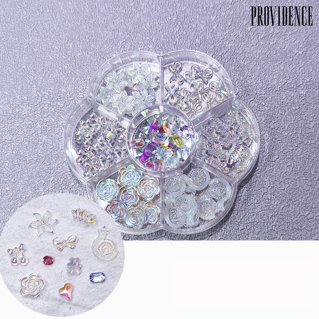 Providence Ornamen 3D Bentuk Beruang / Kelinci / Pita / Bunga Hias Berlian Imitasi Untuk Dekorasi Nail Art DIY