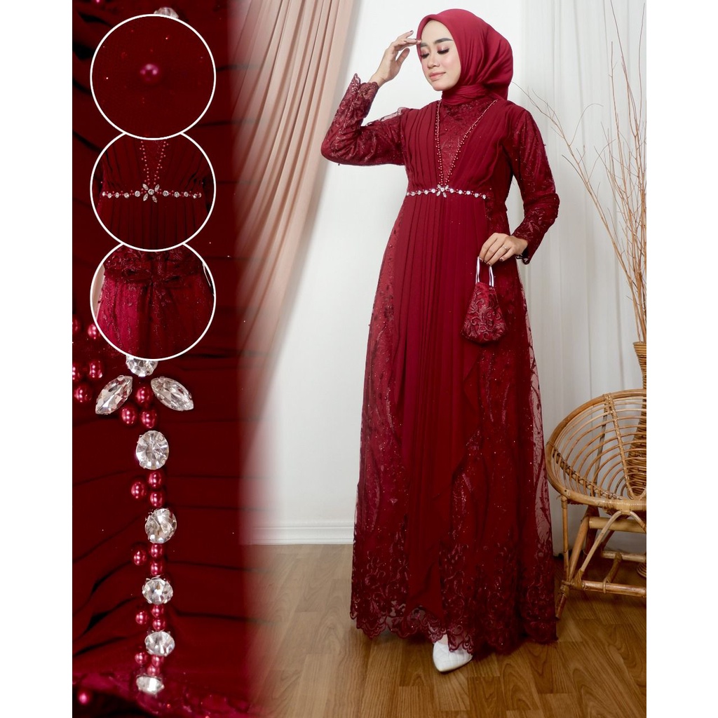 Permata Olshop / Kebaya Gamis Viara NK / Gamis Kebaya Pesta / Gamis Modern / Kebaya Kondangan / Gamis Bridesmaid