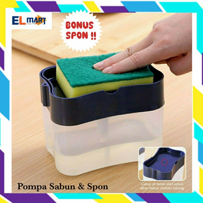 Dispenser Sabun Cuci Piring Bonus Spon Tempat Sponge Soap Pump TS01