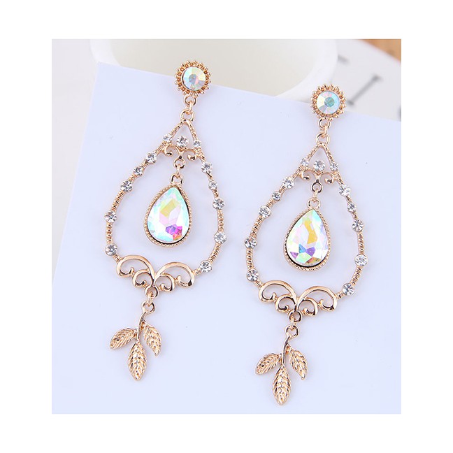 LRC Anting Tusuk Fashion Gold Hollow Drop Earrings A58806