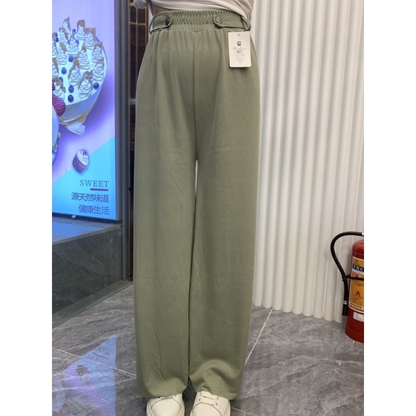 JOSHIN Celana Kulot Wanita Silky Rib - Cullote Pants Button