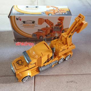 FREE BATERAI Mainan Anak Truk Derek Beko Jadi Robot FREE BATERAI Mainan Anak Truk Derek Beko Jadi Robot