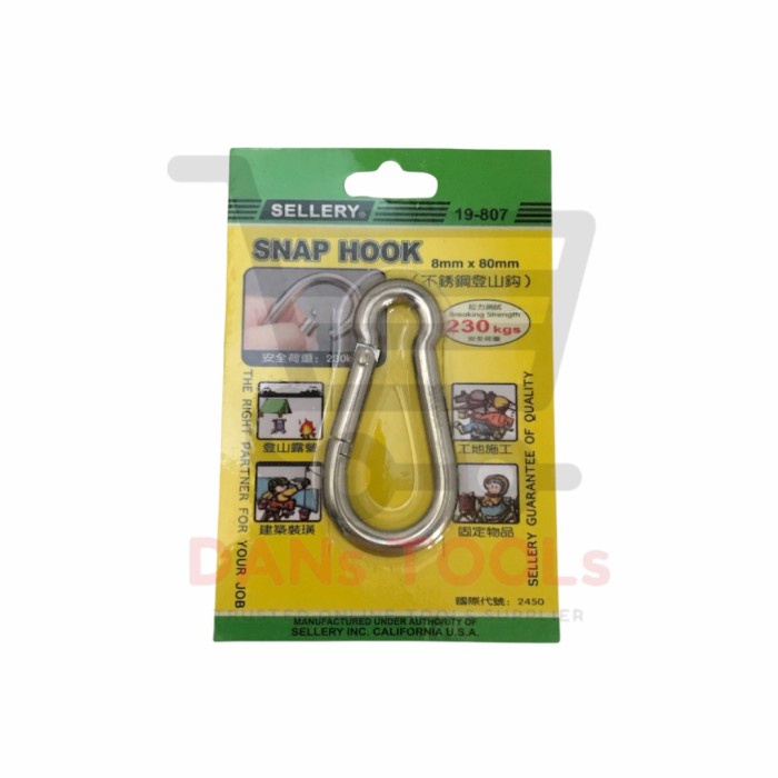 Snap Hook SELLERY Stainless Steel 8 x 80 mm 19-807 - Carabiner