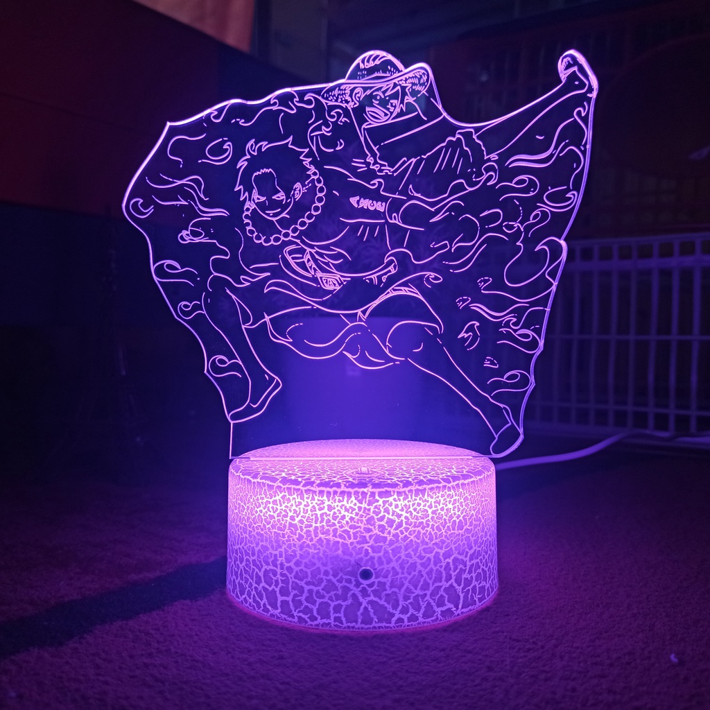 One Piece Lampu Anime Hias Akrilik Luffi Ace D3 Anime Lamp