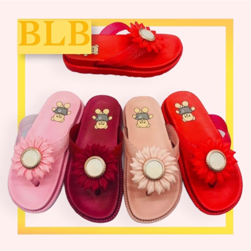 sandal karet Anak jepit motif bunga