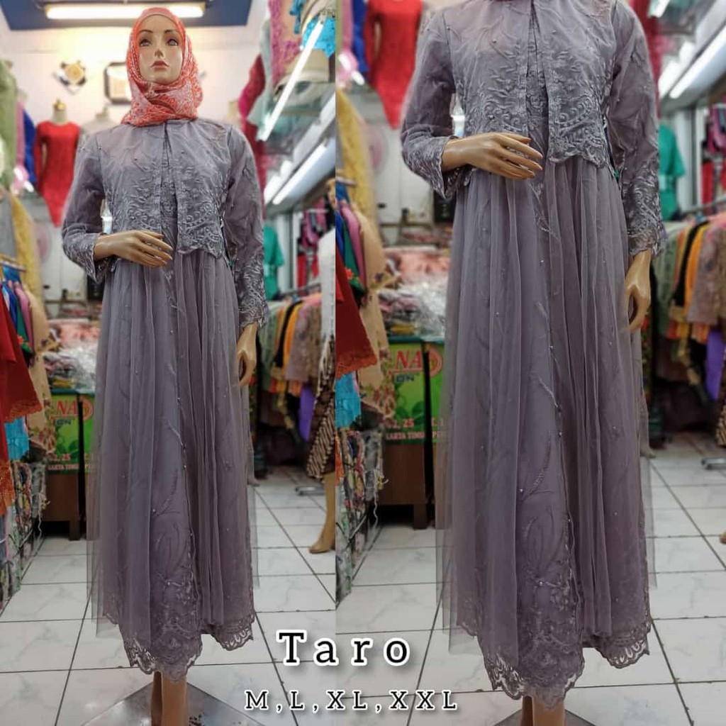 TERBARU LONG DRESS PESTA TULLE MUTIARA BORDIR / PROMO LONG DRES TULLE BORDIR TIMBUL / GAMIS PESTA