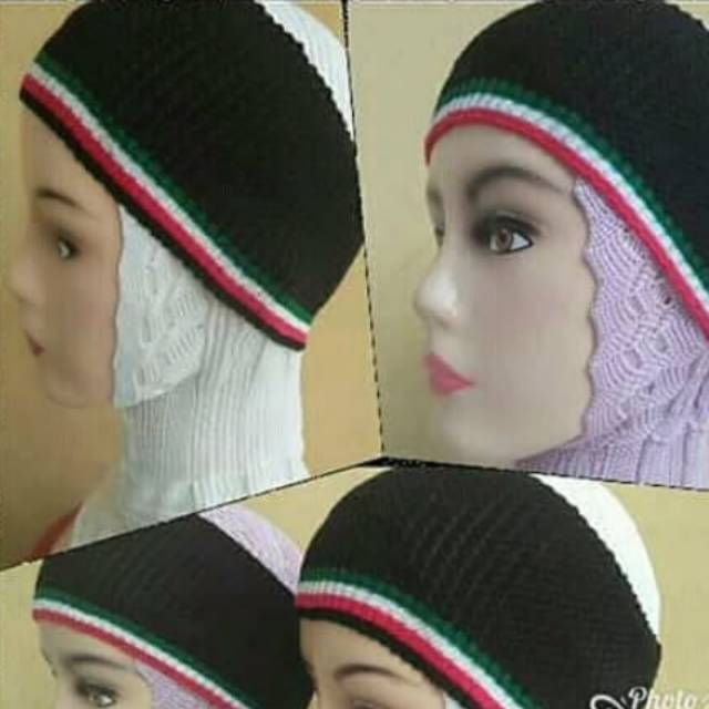 Bandana Rajut Palestina / Inner Rajut 2 Warna / Ciput Rajut 2 Warna / Inner Anti Pusing/ Inner Hijab