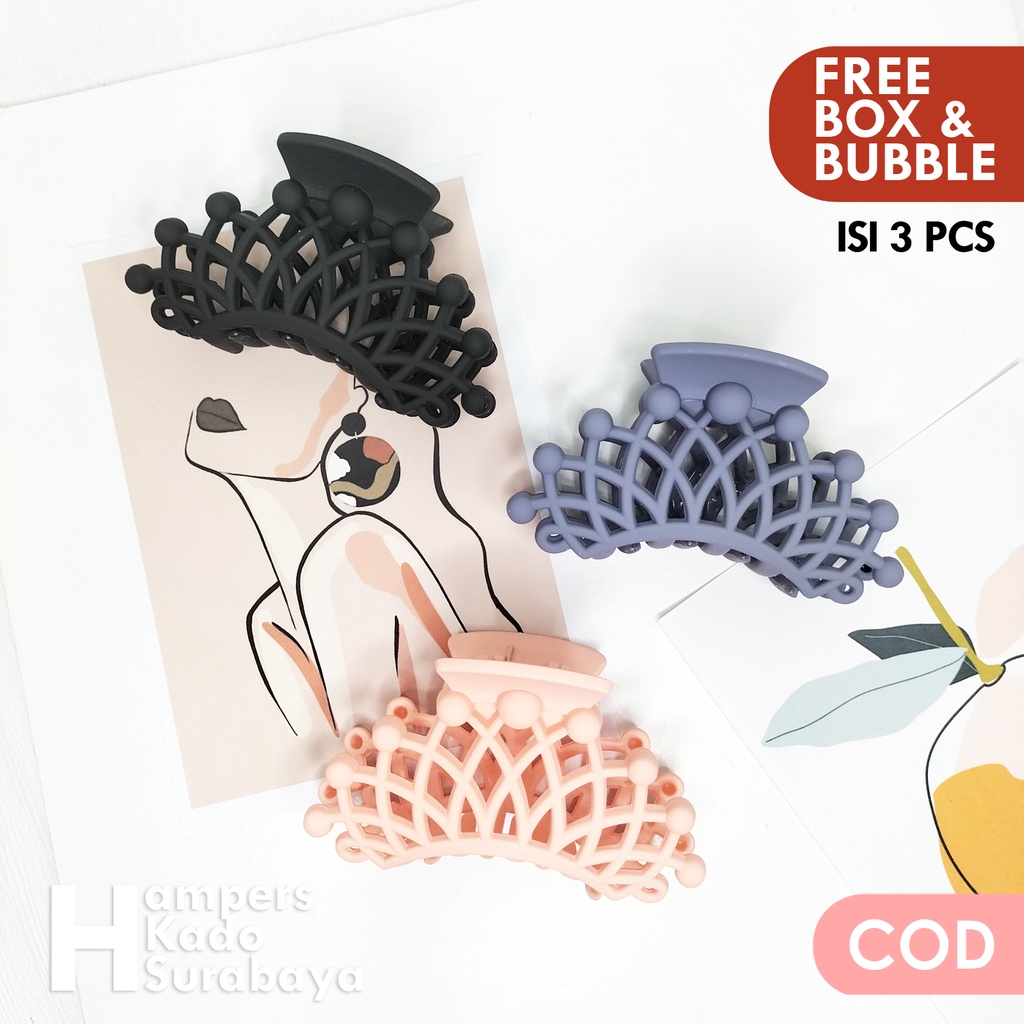 Paket jedai doff isi 3 jepit crown rambut korea jedai Original polos aksesoris rambut murah jepit badai jedai hercules jedai doff jumbo pita aksesoris rambut korea