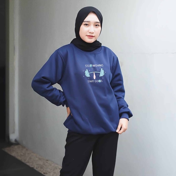 Sweater Stop Wishing Sweater Wanita Oversize