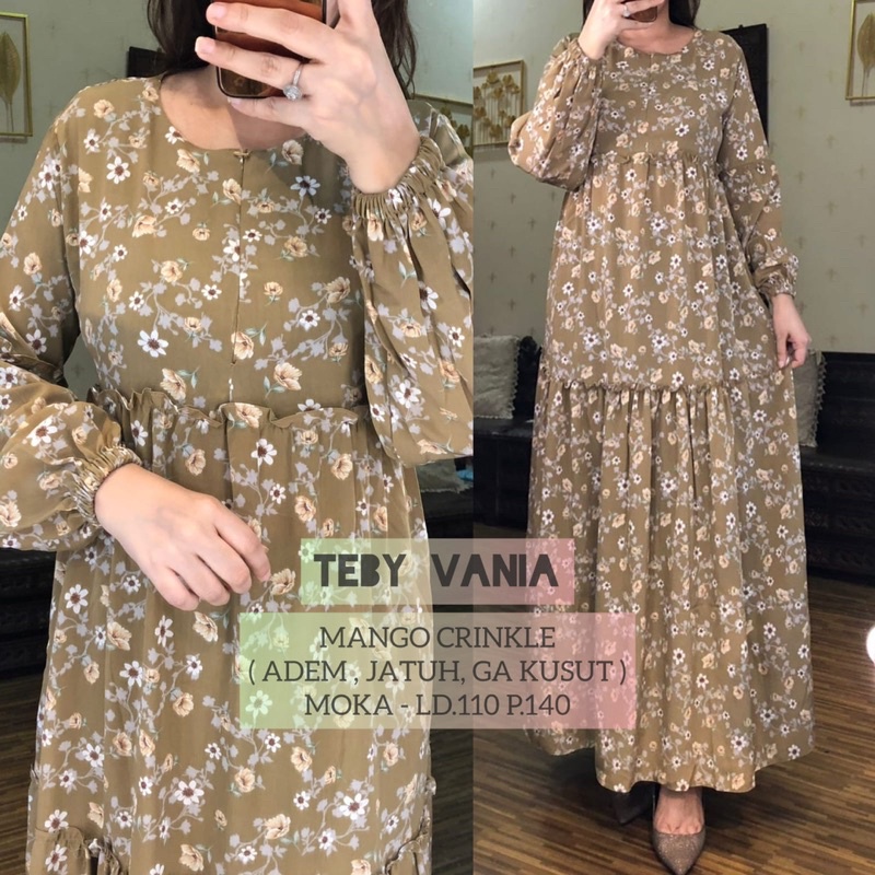 Daster Arab TEBY VANIA Maxi Dress Gamis Crinkle Premium