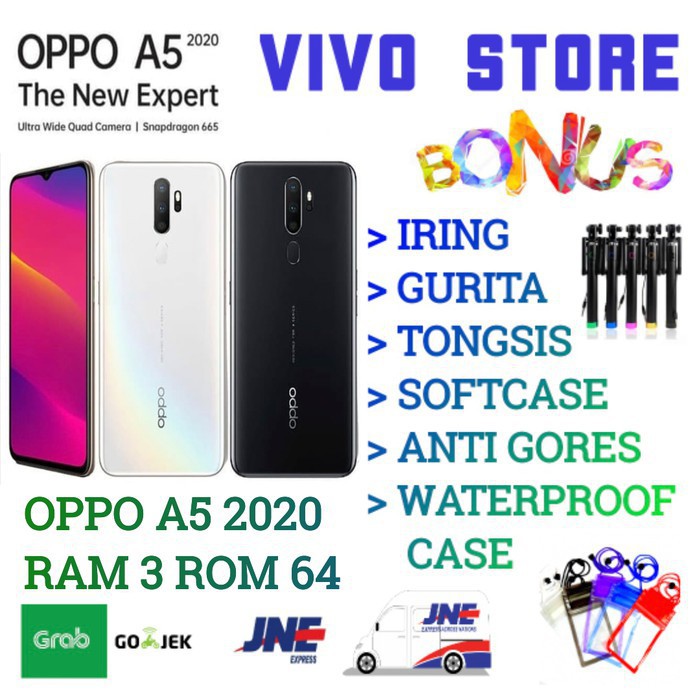 Harga Murah Hp OPPO A5 2020 RAM 3/64 GARANSI RESMI OPPO INDONESIA - hitam no bonus