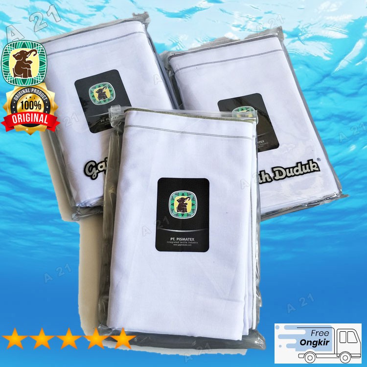 Original G24-14 Putih Polos Gajah Duduk Dewasa Kain Sarung Tenun